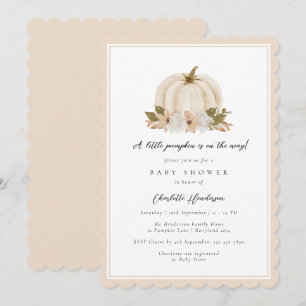 Watercolor Floral Little Pumpkin Baby Shower Invitation