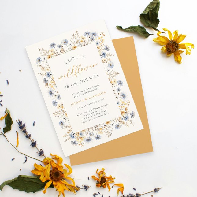 Watercolor Floral Little Wildflower Baby Shower Invitation (Creator Uploaded)