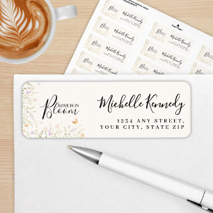 Watercolor Floral Love Is In Bloom Bridal Shower  Return Address Label