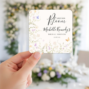 Watercolor Floral Love Is In Bloom Bridal Shower  Square Sticker