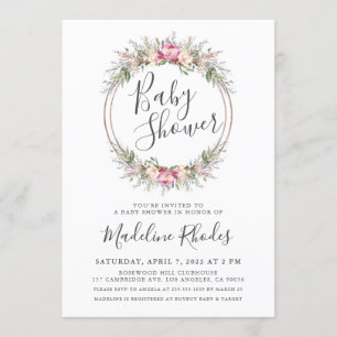 Watercolor Floral Lush Baby Shower Invitation