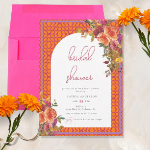 Watercolor Floral Magenta Fuchsia Bridal Shower Invitation