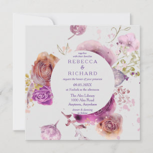 Watercolor Floral Majesty Wedding Invitation