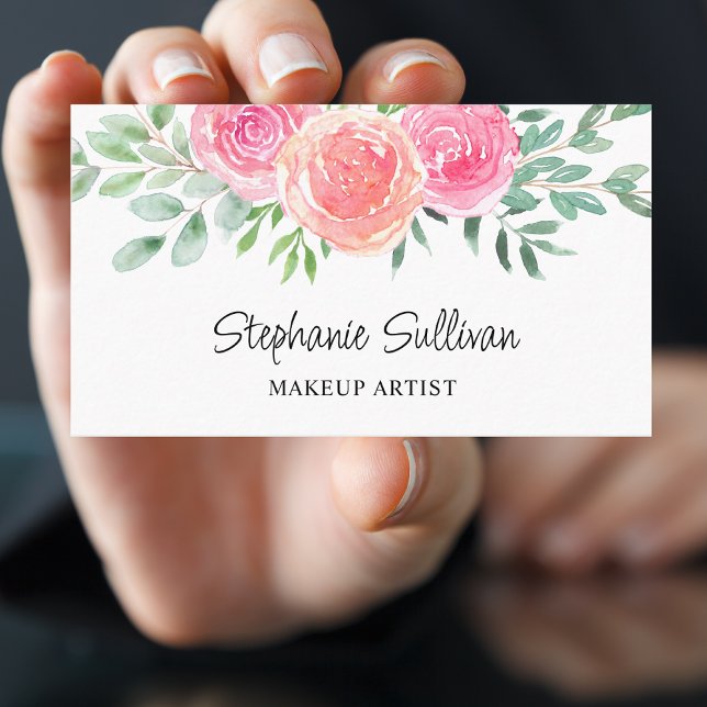 Watercolor Floral Makeup Artist Business Card (Creator Uploaded)
