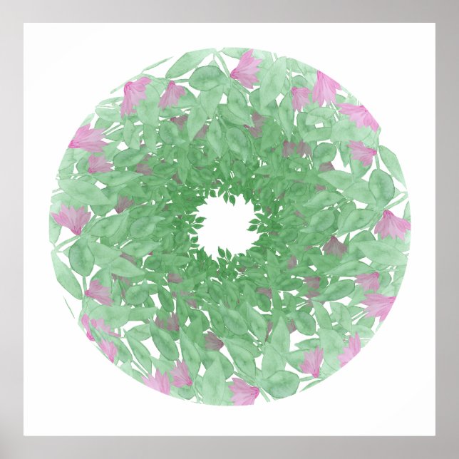 Watercolor Floral Mandala  Poster (Front)