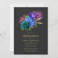 Watercolor Floral Mardi Gras Quinceañera Photo