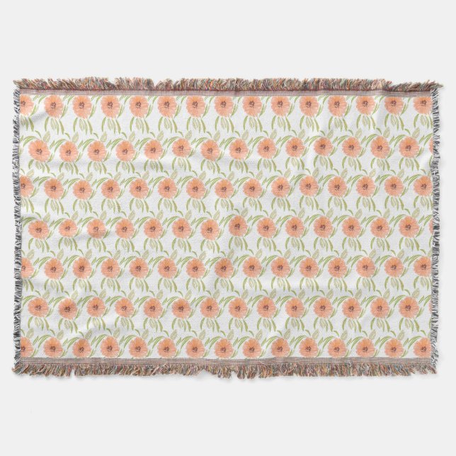Watercolor Floral Meadow Blooms Wildflower Throw Blanket (Front)