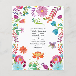 Watercolor Floral Mexican Fiesta Wedding Invite Flyer