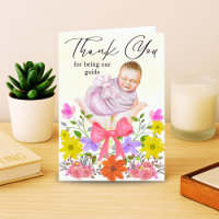 Watercolor Floral Midwife Thank You New Baby Card