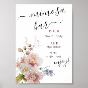 Watercolor Floral Mimosa Bar Sign