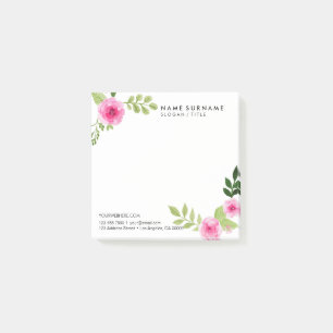 Watercolor Floral Minimalist Modern Chic Pastel Post-it Notes