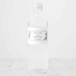 Watercolor Floral, Minimalist Wedding Water  Water Bottle Label