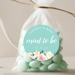 Watercolor Floral Mint to Be Wedding Favour Classic Round Sticker<br><div class="desc">Custom-designed wedding mint favour stickers featuring watercolor floral with modern hand script design. Personalise with name and wedding date.</div>