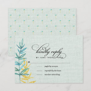 Watercolor Floral Mint Yellow Wedding RSVP Card