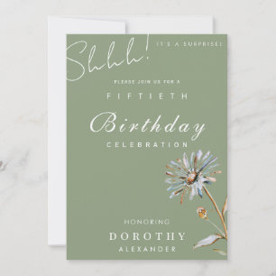 Watercolor Floral Modern Elegant Surprise Birthday Invitation