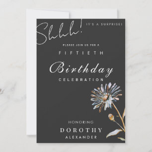 Watercolor Floral Modern Elegant Surprise Birthday Invitation