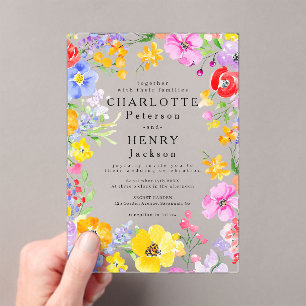 Watercolor Floral Modern Garden Spring Wedding Acrylic Invitations