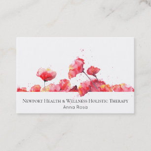 *~* Watercolor Floral Modern Red Poppy Flower Business Card