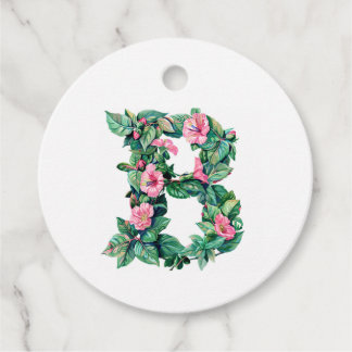 Watercolor Floral Monogram B (Name customisable) Favour Tags