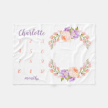 Watercolor Floral Monogram Baby Milestone Photo