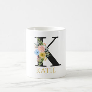 Watercolor Floral Monogram Coffee Mug