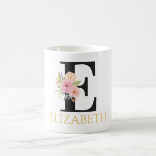 Watercolor Floral Monogram Coffee Mug