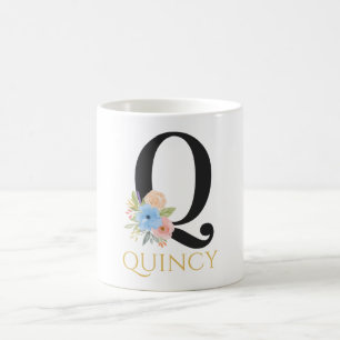Watercolor Floral Monogram Coffee Mug