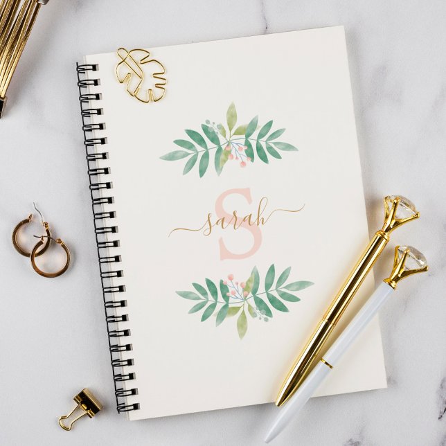 Watercolor Floral Monogram Notebook (Creator Uploaded)