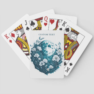 Watercolor Floral Moon Celestial Personalised Playing Cards