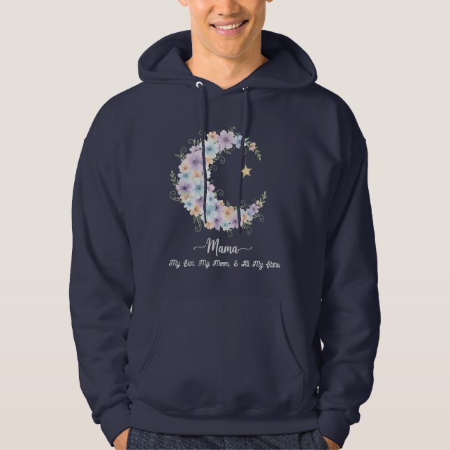 Watercolor Floral Moon Mama Hoodie (Front)