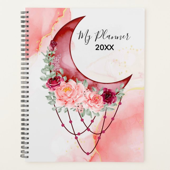 Watercolor Floral Moon Planner (Front)