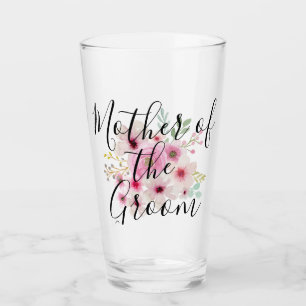 Watercolor Floral MOTHER OF THE GROOM Bridal Party Glass
