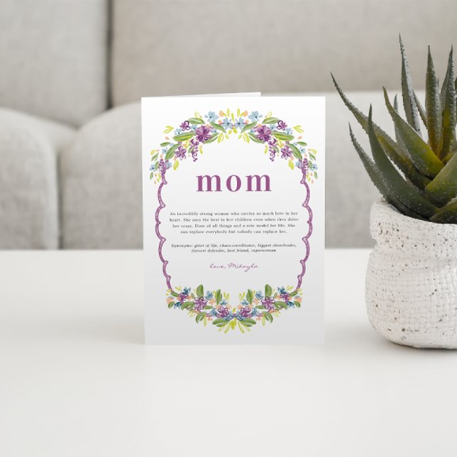 Watercolor Floral Mother’s Day Definition Card (Creator Uploaded)