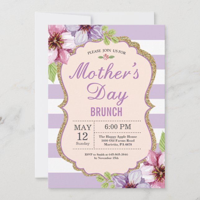 Watercolor Floral Mothers Day Brunch Invitation (Front)
