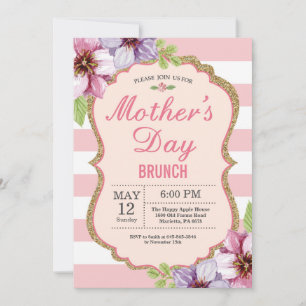 Watercolor Floral Mothers Day Brunch Invitation