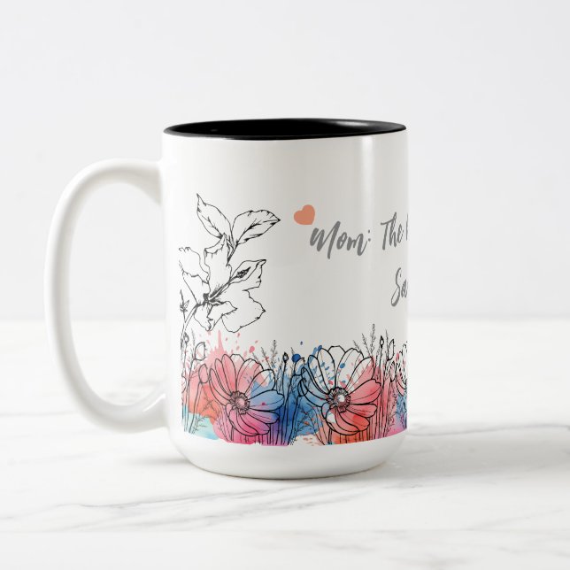 Watercolor Floral Mug for Mum with Quote (Left)