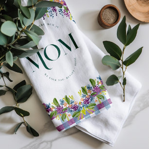 Watercolor Floral Mum Personalised Tea Towel