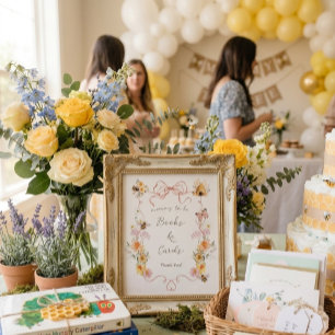 Watercolor Floral Mummy to Bee Baby Shower Books Poster