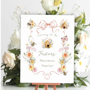 Watercolor Floral Mummy to Bee Baby Shower Favours Poster