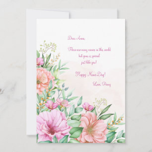 Watercolor Floral Name Day Card