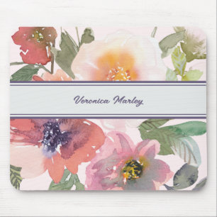 Watercolor Floral Name Mousepad Template