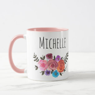 Watercolor Floral Name Mug