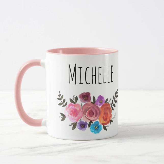 Watercolor Floral Name Mug (Left)