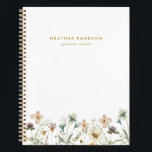 Watercolor Floral Notebook<br><div class="desc">Watercolor Floral Notebook. Chic & Stylish,  this beautiful floral notebook features stunning hand-painted watercolor blush pink,  dusty blue,  and bright yellow delicate pressed vintage wildflowers with sage green botanicals.</div>