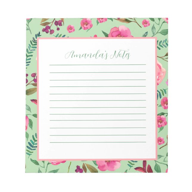 Watercolor Floral  Notepad (Front)