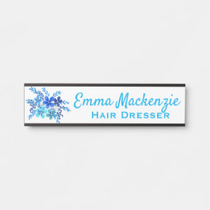 Watercolor Floral Office Door Sign Nameplate