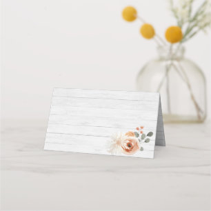 Watercolor Floral on Light Wood Place Cards