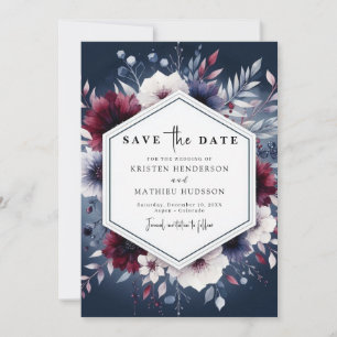 Watercolor Floral Online Burgundy Save The Date