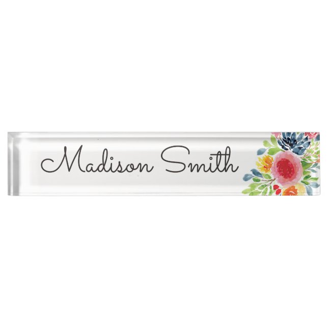 Watercolor Floral Painting Nameplate (Front)