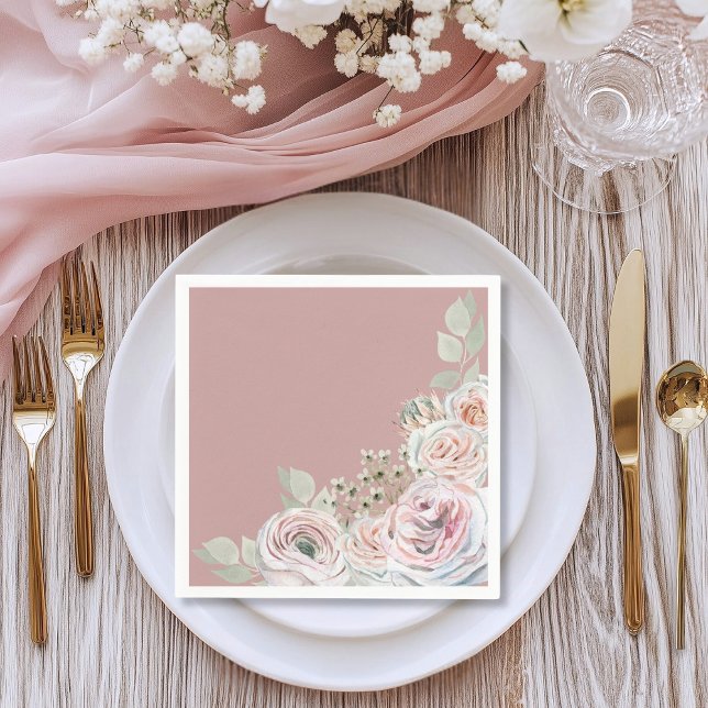 Watercolor Floral  Pale Pink Birthday Napkin (Creator Uploaded)